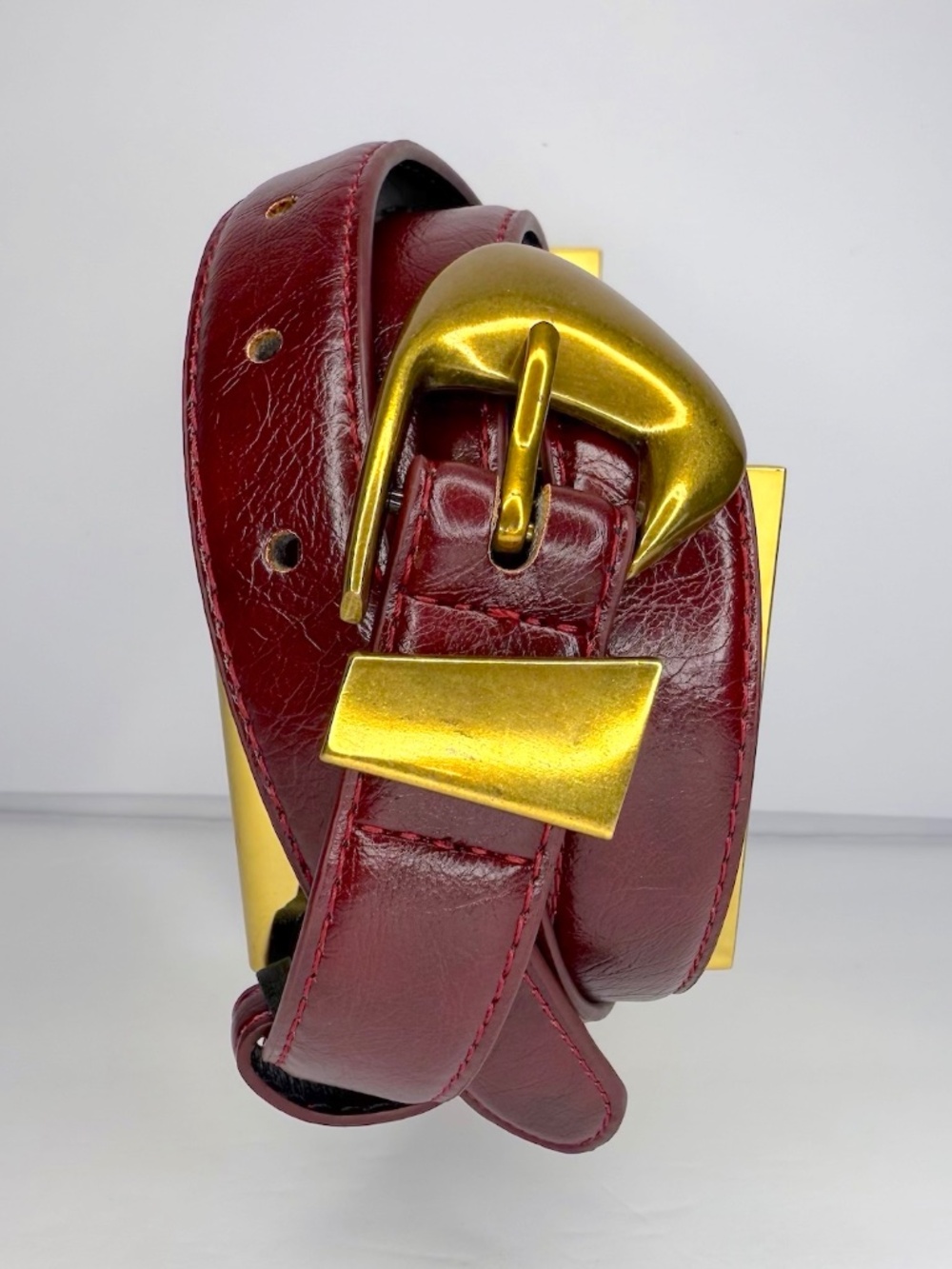 8 Other Reasons Harper Burgundy Leather Gold Belt SM